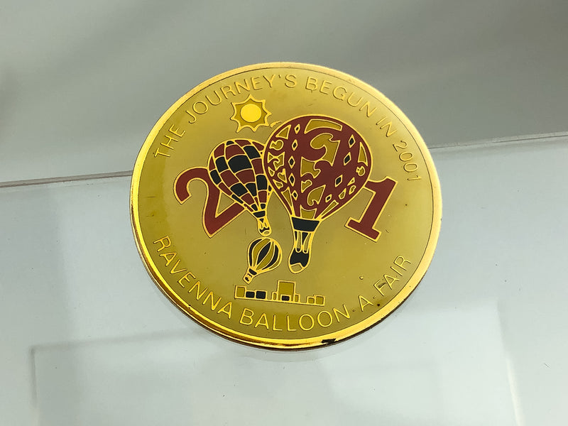 Vintage Ravenna Ohio Balloon A-Fair Lapel Pin The Journey's Begun 2001 Hot Air