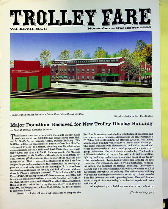 Trolley Fare Magazine Dec 2000 New Trolley Display Building PA Railway Museum