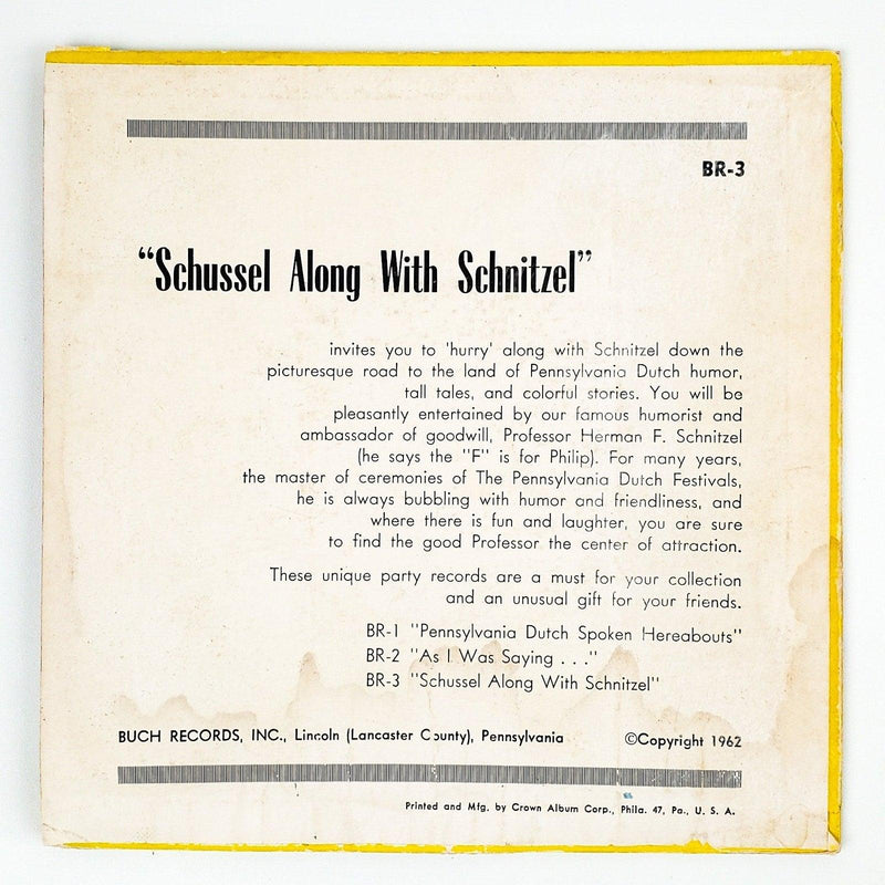 Prof Schnitzel Pennsylvania Dutch Comedy As I Was Saying Record 1962 2