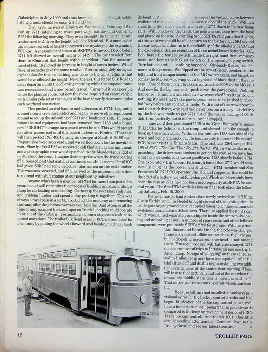 Trolley Fare Magazine Feb 2000 PA Trolley Museum Annaul Banquet Unsung Hereos