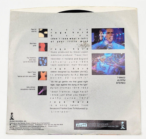 Frankie Goes To Hollywood Rage Hard 45 RPM Single Record Island 1986 7-99502 2