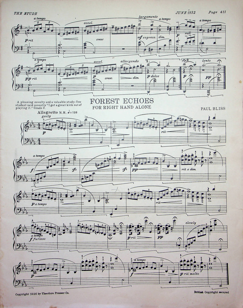 Dark Eyes Russian Gypsy Air Sheet Music Piano Song Rob Roy Peery 1932 Etude Mag 2