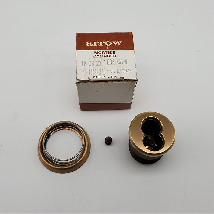 Arrow Mortise Cylinder Housing 16 CR-27 Satin Bronze US10 002 CAM NOS