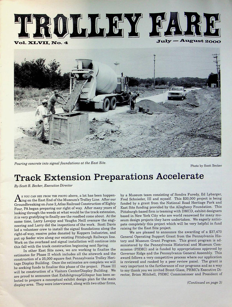 Trolley Fare Magazine August 2000 East End Track Extension PA Railway Museum