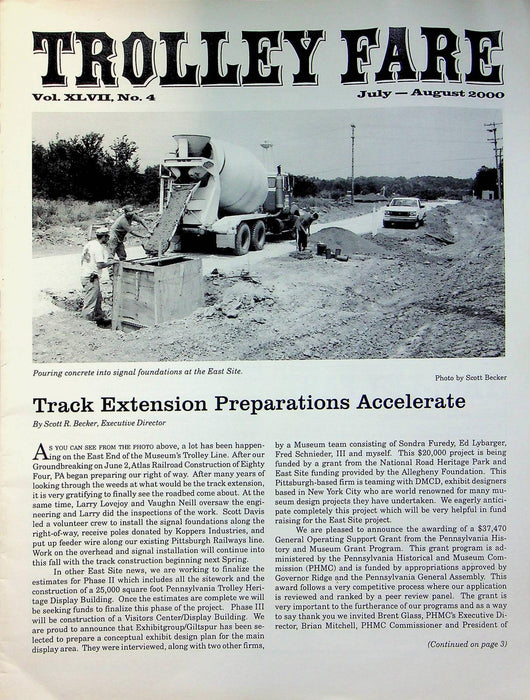 Trolley Fare Magazine August 2000 East End Track Extension PA Railway Museum