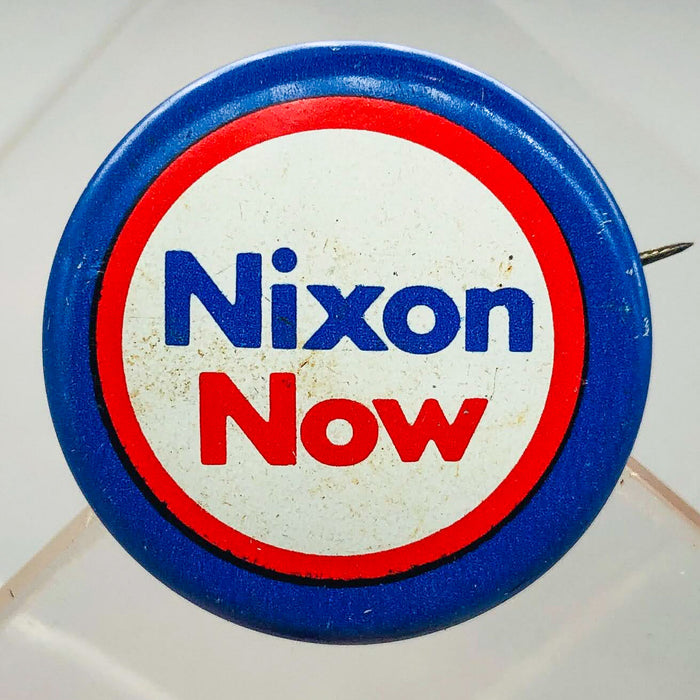 Richard Nixon Now Button Pin 1" Presidential Campaign Politics COADCO Vintage 20