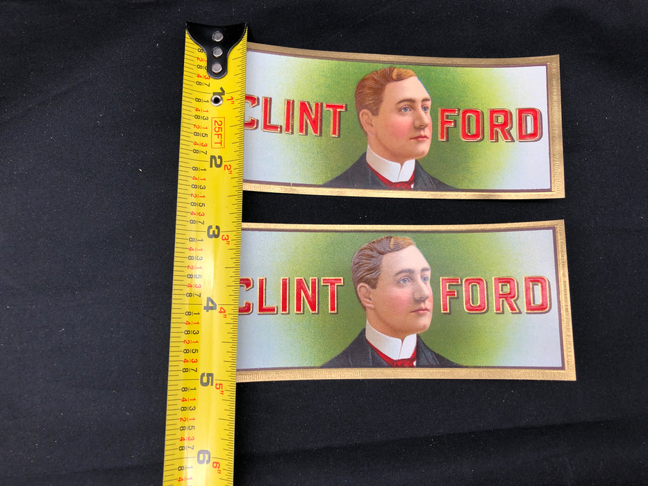 Clint Ford Cigar Label Box Wrapper Original Embossed Lettering Lithograph Unused