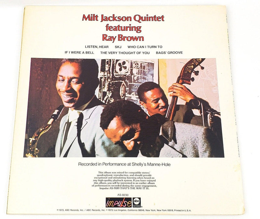 Milt Jackson Quintet Just The Way It Had To Be Record 33 RPM LP AS-9230 Impulse! 2