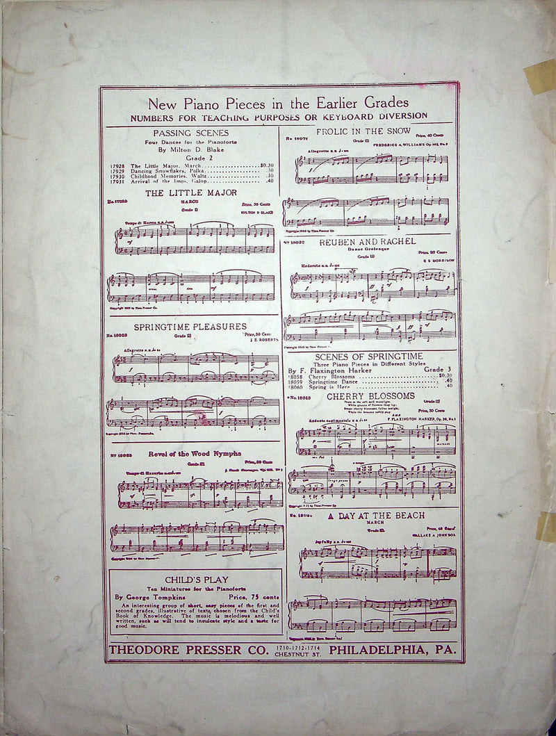 Sheet Music In Blossom Time Francesco B De Leone 1923 Theo Presser Pianoforte 3