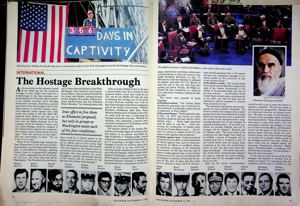 Newsweek Magazine November 10 1980 Iran American Hostages Jimmy Carter vs Reagan 4