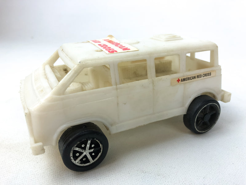 Plastic Ambulance Toy Paramedic American Red Cross Van White Door Opens