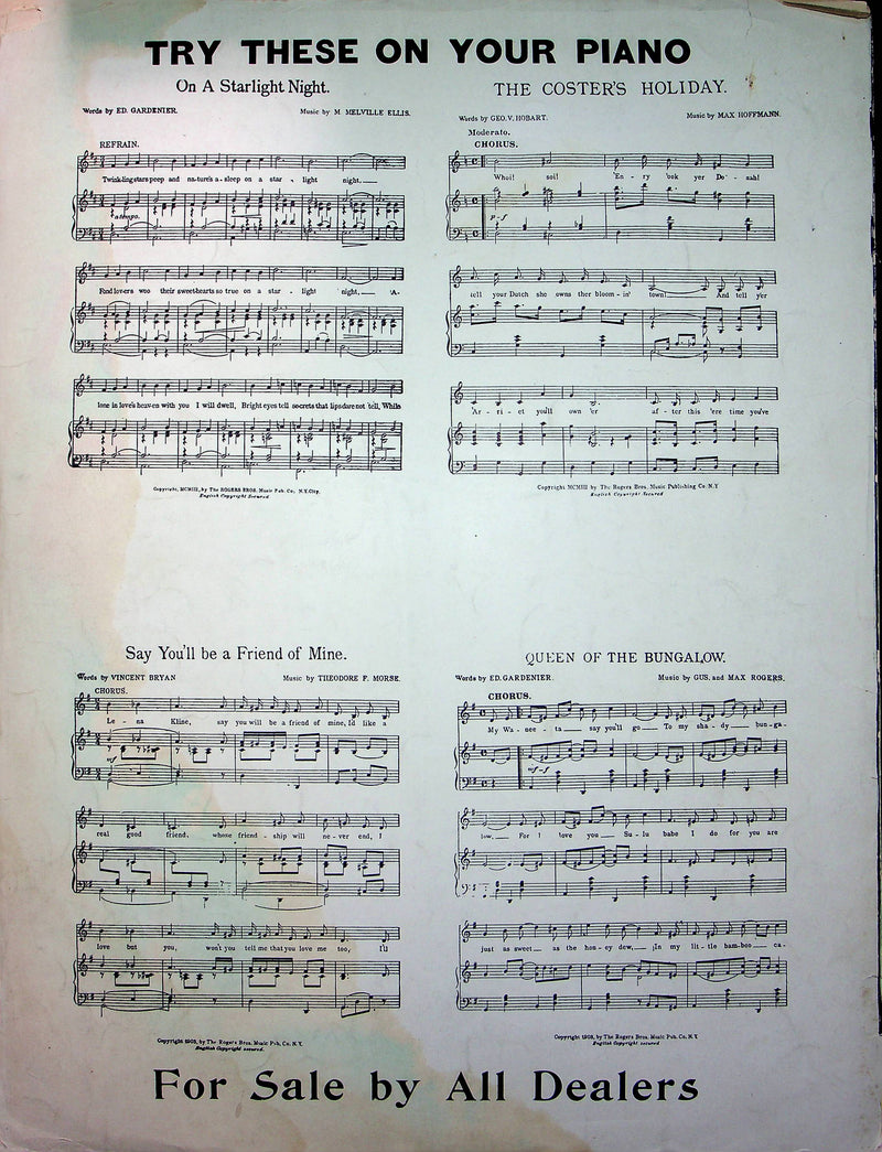 The Rogers Bros In Paris Antique Sheet Music By The Old Oak Tree Hobart Hoffman 4