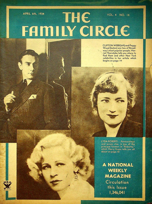 The Family Circle Magazine April 6 1934 Vol 4 No 14 Clifton Wedd, Peggy Wood 1
