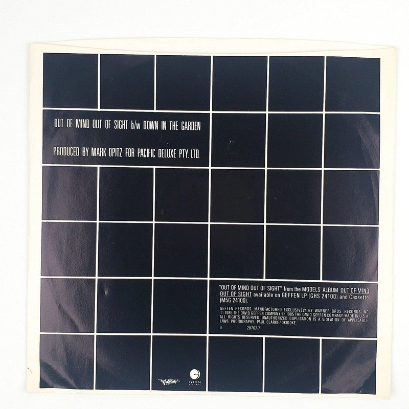 Models Out Of Mind Out Of Sight Record 45 RPM Single 7-28762 Geffen 1986 2