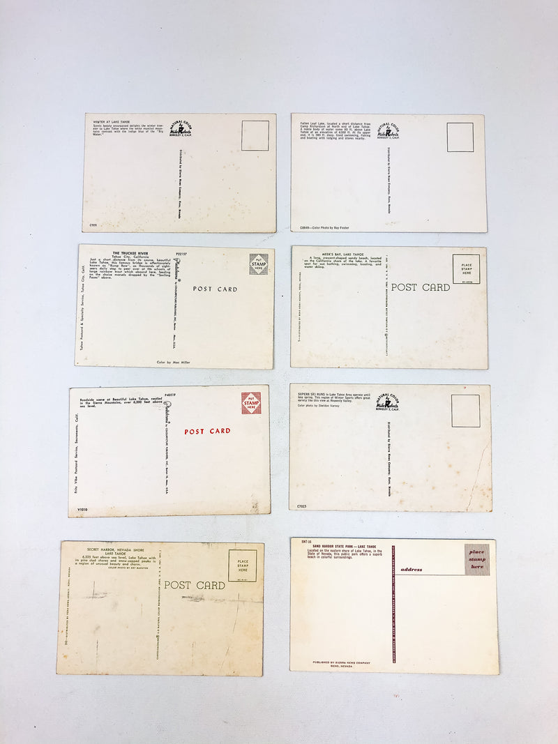 Vintage Lake Tahoe Postcards Feed the Trout Beaches Skiing Meek's Bay (Lot of 7)