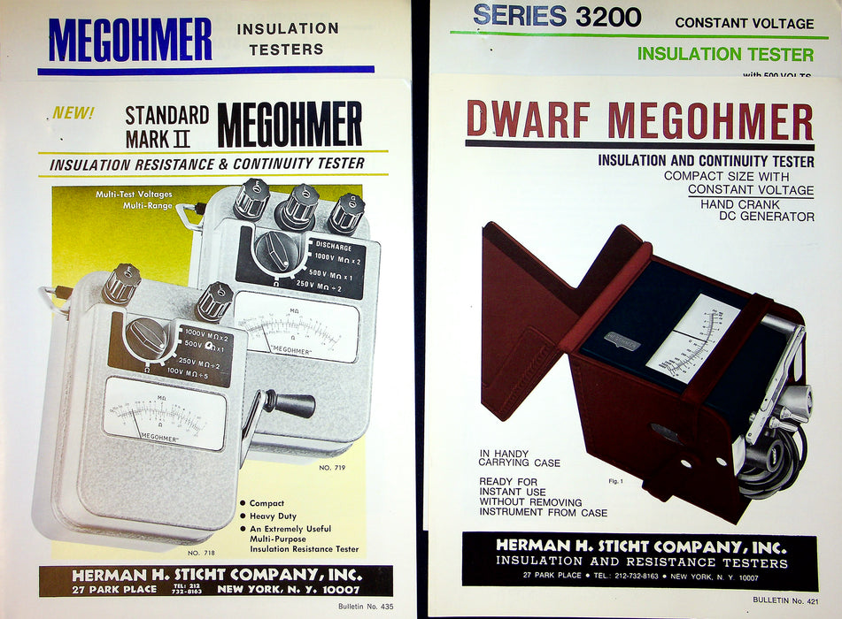 Herman H. Sticht Megohmer Insulation & Continuity Tester Brochures Lot of 4