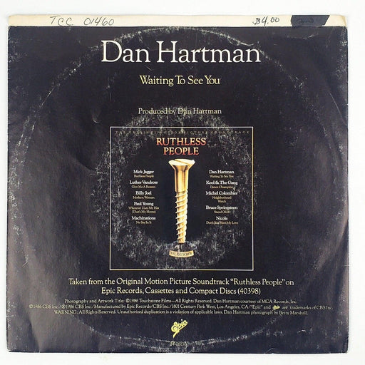 Dan Hartman Waiting To See You Record 45 RPM Single 34-06130 Epic 1986 2