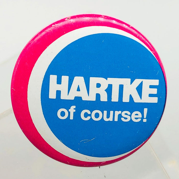 Hartke Of Course Button Pin 1.25" Indiana Senator Presidential Campaign Pink 3