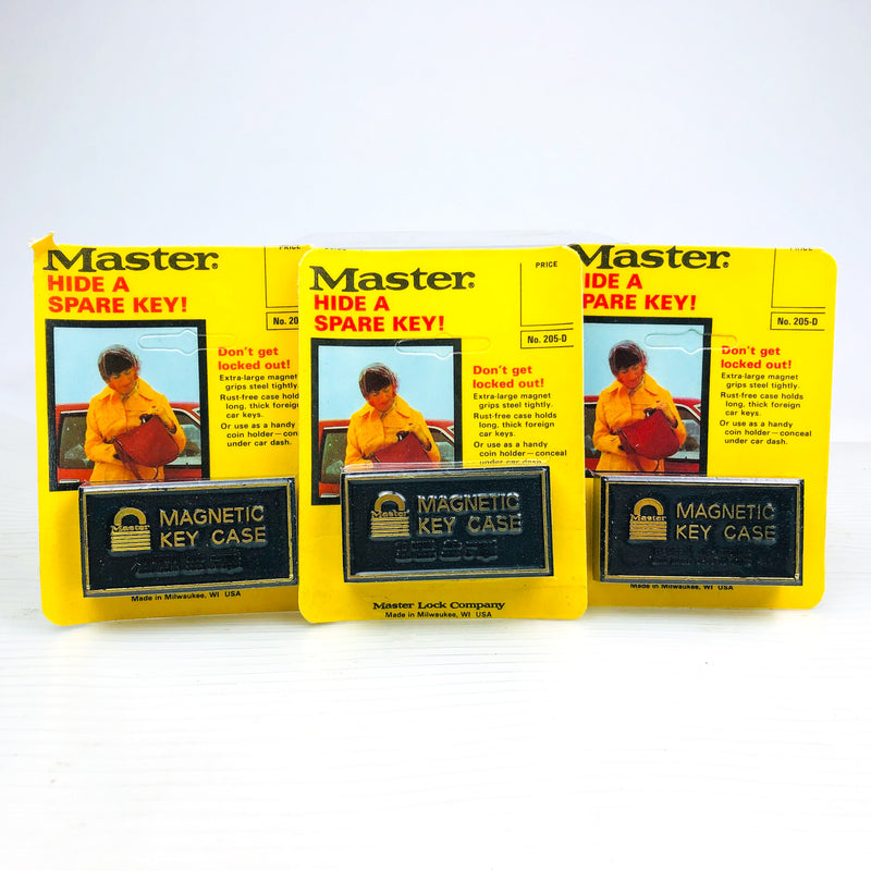 3pk Vintage Master Magnetic Key Case Hide A Spare Key 205-D New Old Stock NOS 1