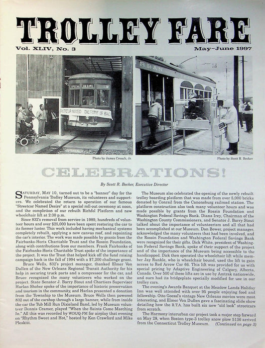 Trolley Fare Magazine June 1997 Streetcar Named Desire Returns to Service Museum