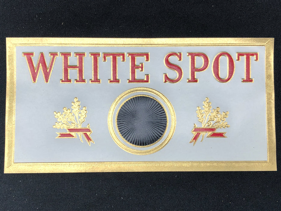 White Spot Cigar Label Box Wrapper Original Embossed Lithograph Unused Vintage