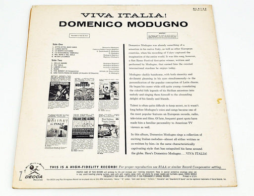 Domenico Modugno ViVa Italia! Record 33 RPM LP DL 4133 Decca 1961 2