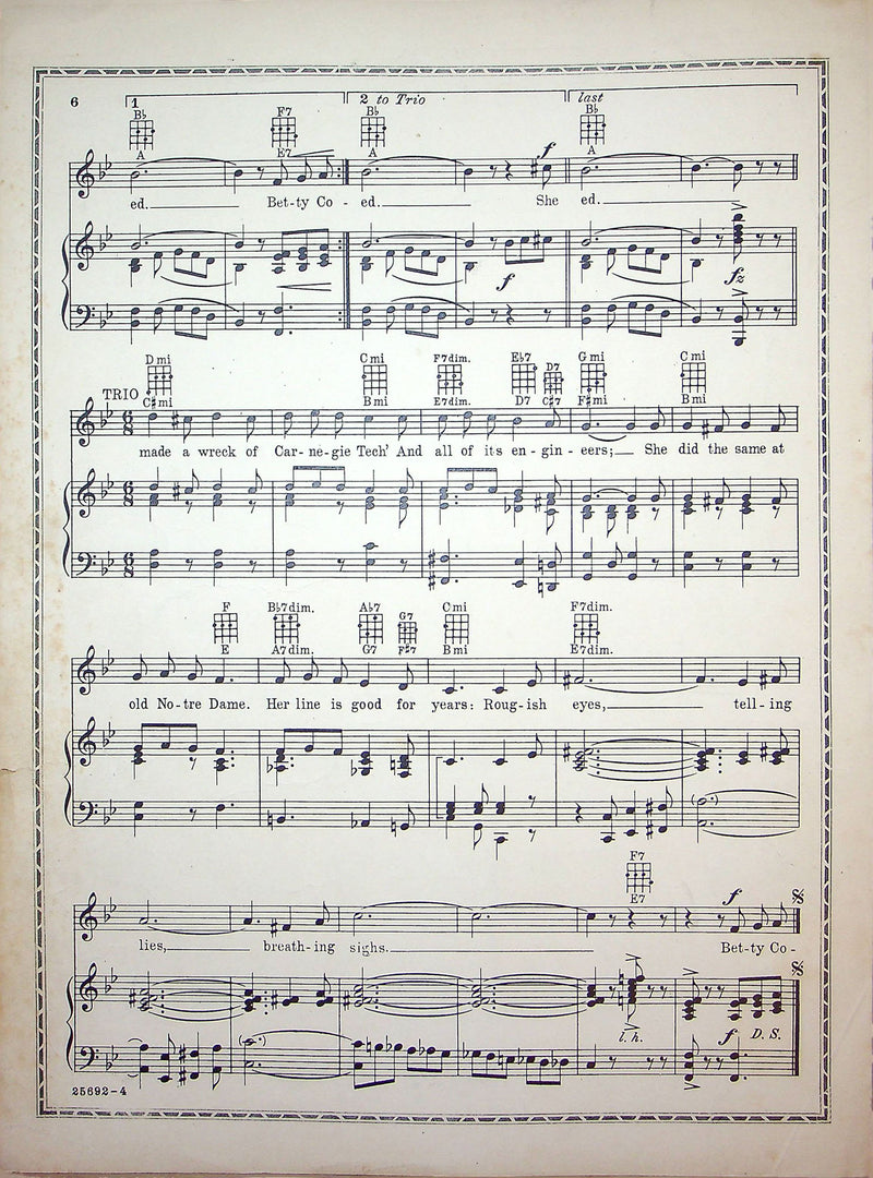 Sheet Music Betty Co-Ed Collegiate Sweetheart Song Phil Spitalny Rudey Vallee 3