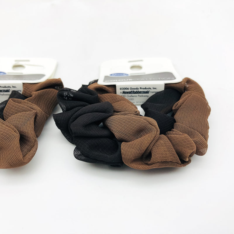 6-Pack Goody Colour Collection Scrunchies Hair Ties Black Brown Breathable 05070