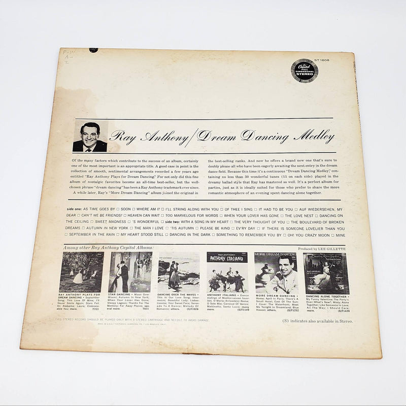 Ray Anthony Dream Dancing Medley LP Record Capitol Records 1961 ST1608 2