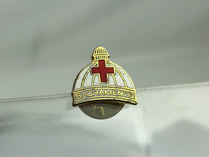 Vintage American Red Cross Lapel Pin Sacramento California State Capitol Dome 3