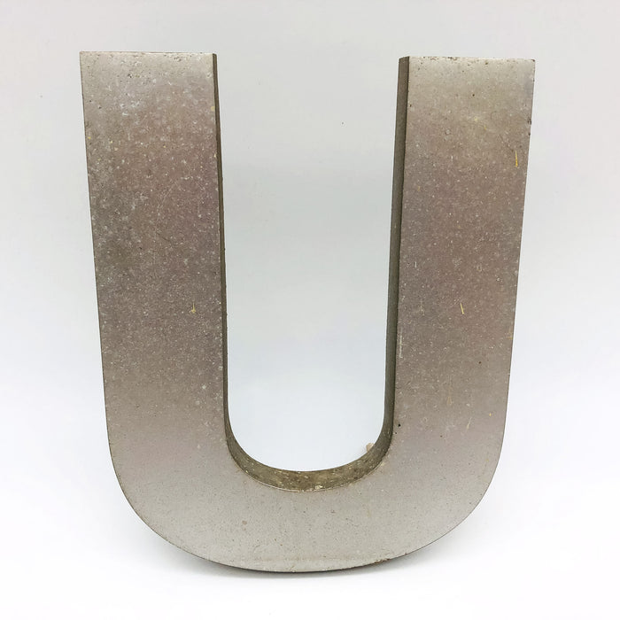 Cast Aluminum Letter U 8" Sign Spanjer Bro Chicago Brushed Architectural Salvage