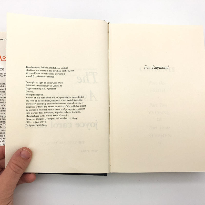 The Assassins HC Joyce Carol Oates 1975 Right Wing Politician Death 1st Edition 8