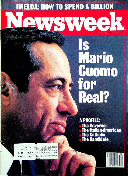 Newsweek Magazine March 24 1986 Mario Cuomo NY Governor Gueen Imelda Philipines