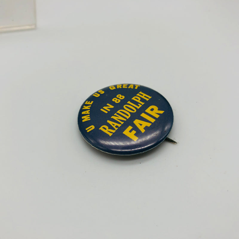 Vintage County Fair Button 1" Randolph Portage Ohio U Make Us Great in 88 Blue