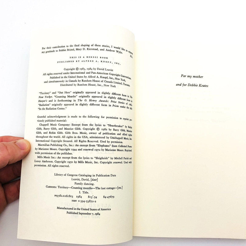 Family Dancing Paperback David Leavitt 1984 Family Dynamics Stories Domestic 8