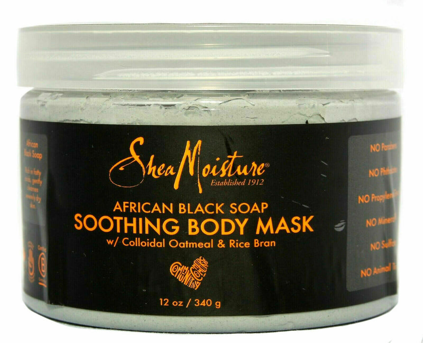 Shea Moisture African Black Soap Soothing Body Mask w/ Colloidal Oatmeal 12oz x2