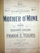 Sheet Music Mother O' Mine Rudyard Kipling Frank Tours 1903 Herbert Witherspoon 1