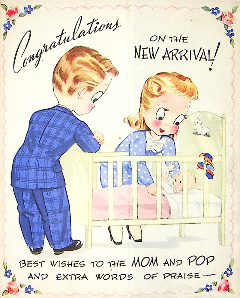 Vintage 1940's Congratulations On Your New Baby Cards Hallmark R&D Lot Of 4 USED