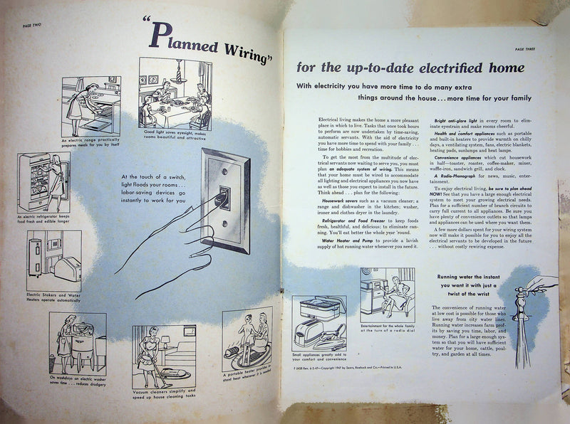 Vintage Sears Roebuck and Company Booklet Magazine Electric Wiring Home or Farm