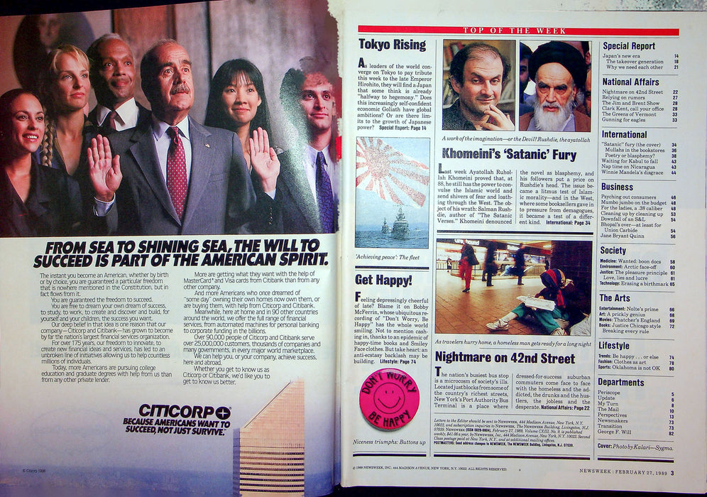 Newsweek Magazine February 27 1989 Salman Rushdie The Satanic Verses Threats