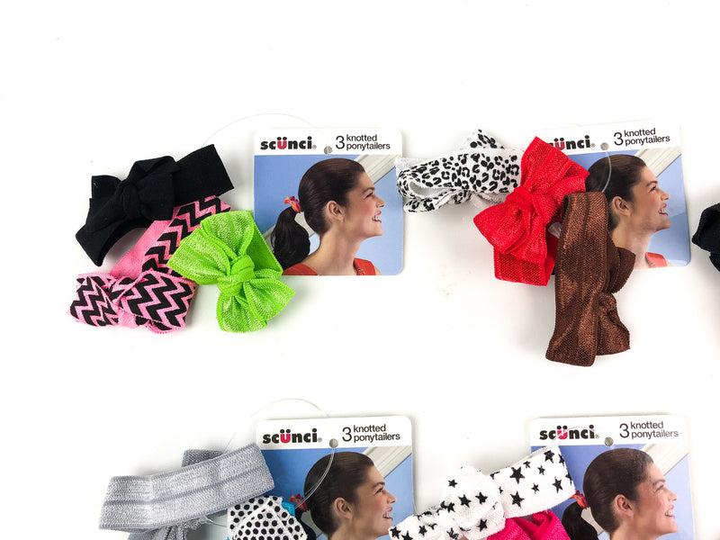 18ct Scunci Hair Ties Knotted Ponytailers Ponytail Holders Bows Ribbons Stars
