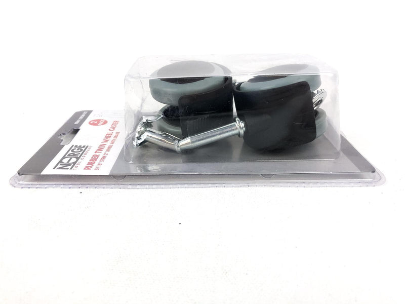 Rubber Twin Wheel Casters 5/16" Stem 2" w/ Brake Norge Wheel #10026182 (2pk)