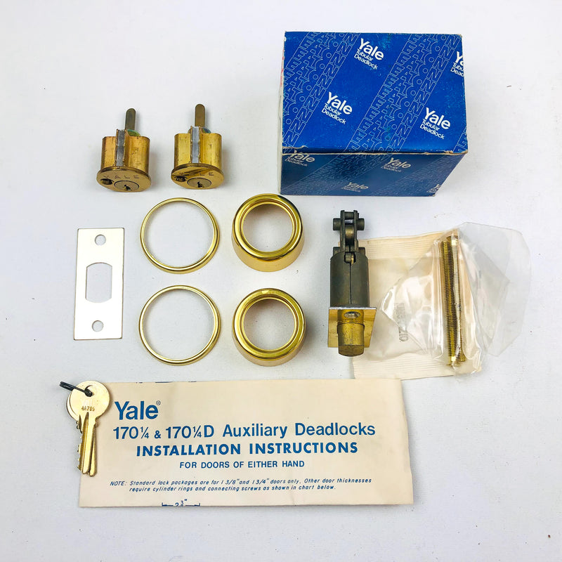 Yale Tubular Deadlock 6 Pin Cylinder Locks 170 1/4 US03 Bright Brass KA5 New NOS