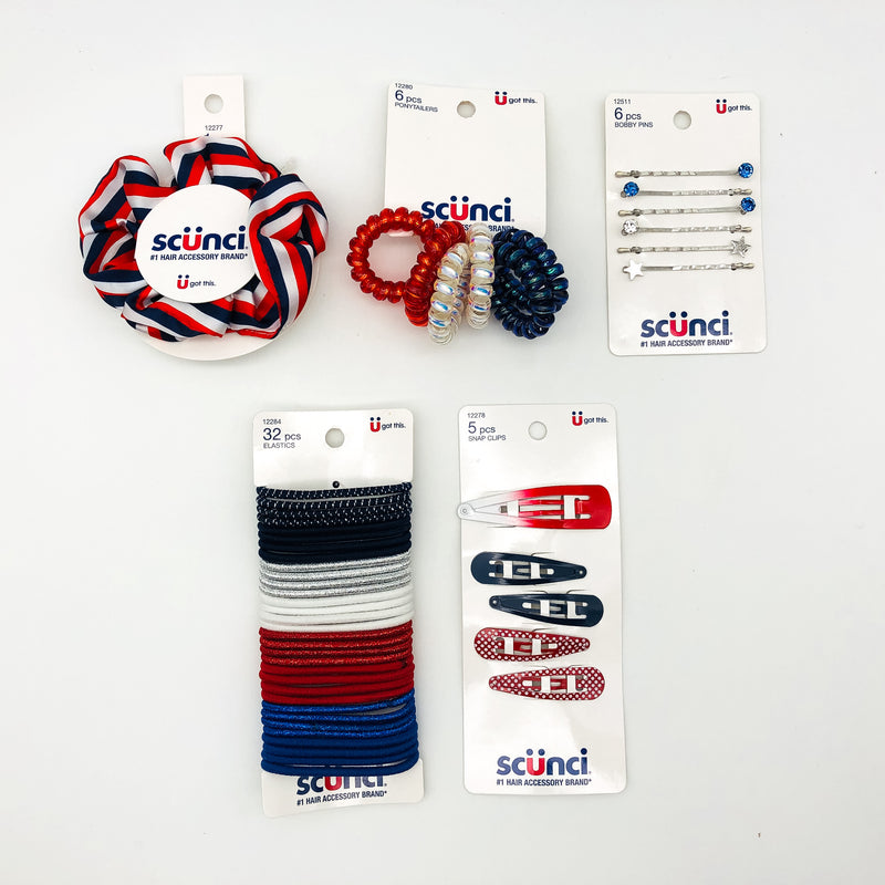 50-Piece Scunci Hair Ties Scrunchies Clips 4th of July Labor Day Summer Holiday