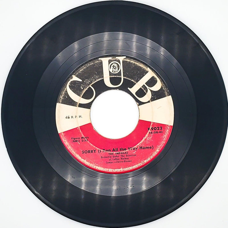 The Impalas Sorry I Ran All The Way Home Record 45 RPM Single K9022 Cub 1959 1