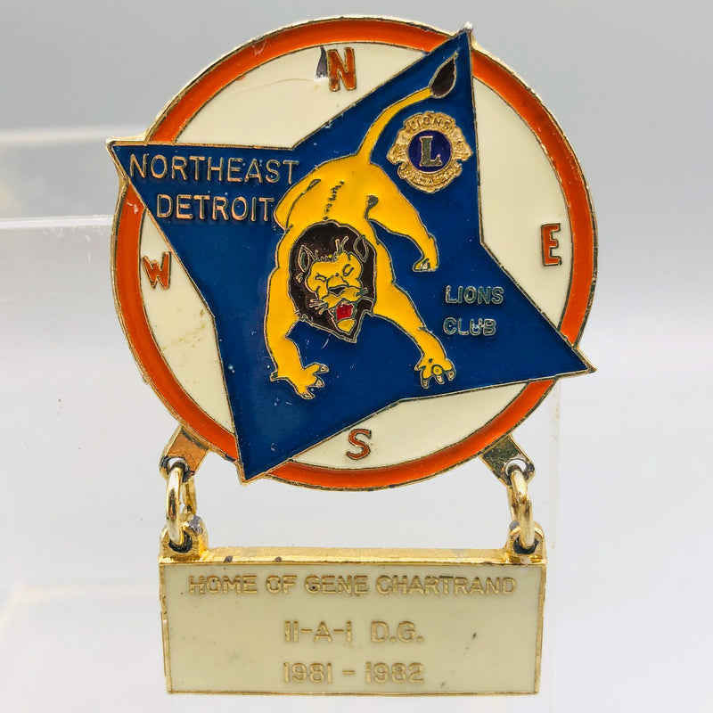 Vintage Lions Club Lapel Pin Pinback Northeast Detroit Gene Chartrand 11-A-1