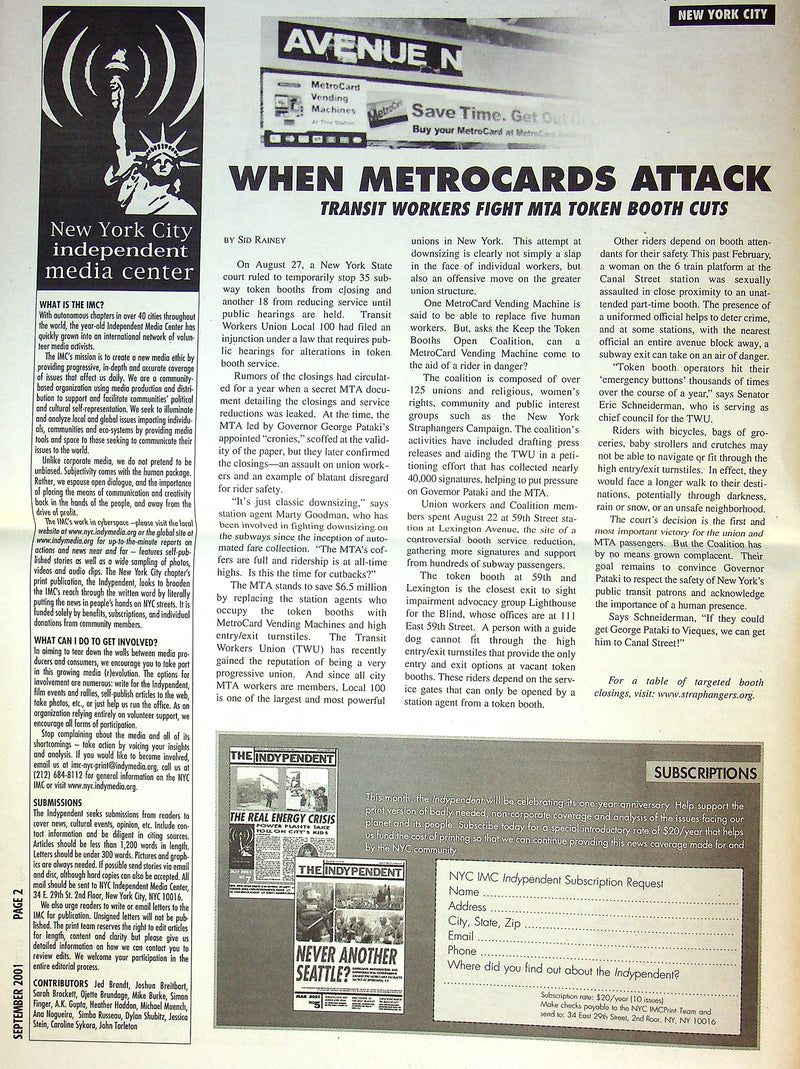 The Indypendent NYC 2001 No. 9 Commercial Education, Prison Economy