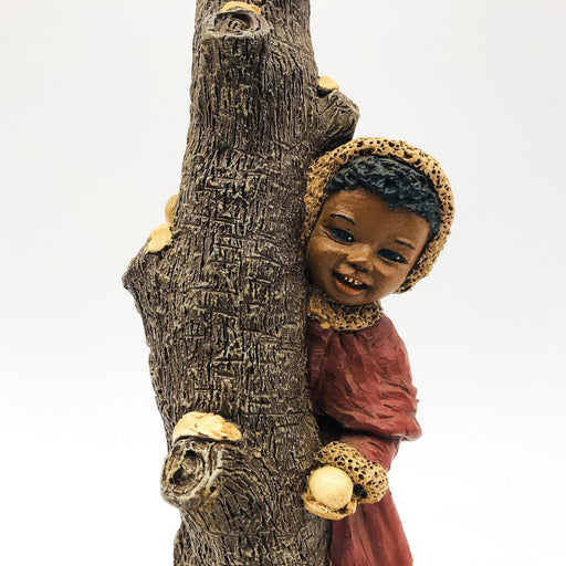 All Gods Children Figurine Samantha 1987 Snowball Fight Hiding Behind Tree COA 2