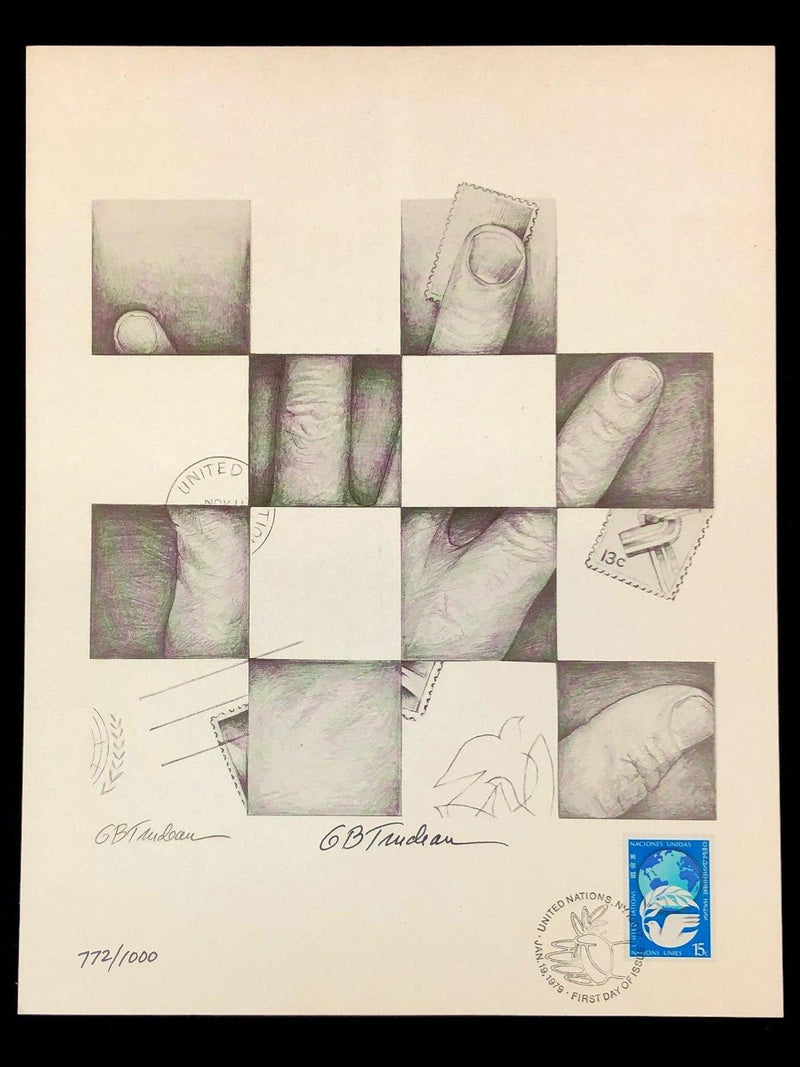 1979 Garry Trudeau United Nations Hand Signed Numbered Lithograph Print WFUNA 1