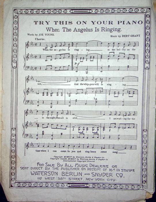 Sheet Music Along Came Ruth Irving Berlin Irene Fenwick 1914 Waterson Synder 3